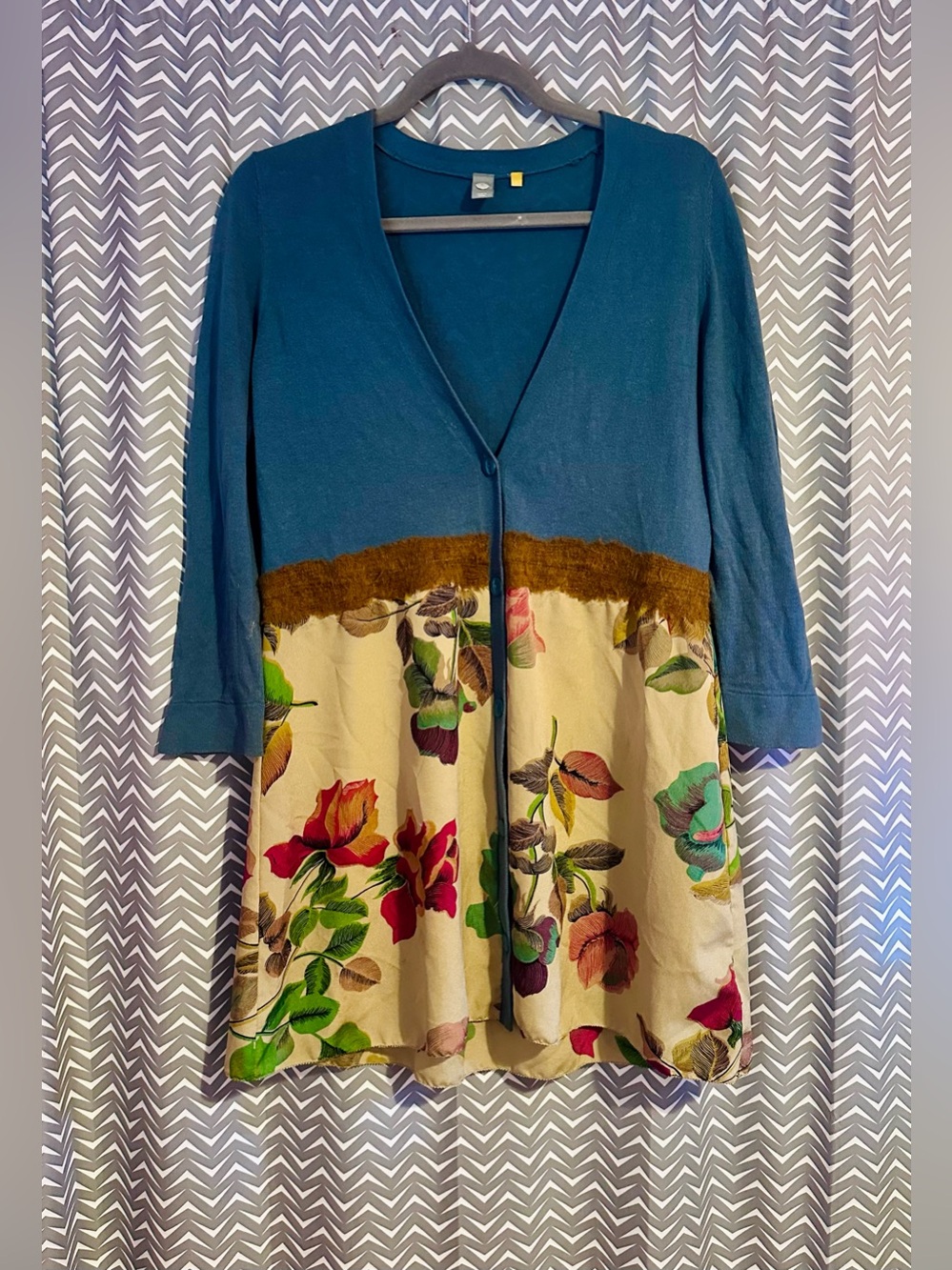 Anthropologie / Knitted & Knotted | Mixed Media Tunic Cardigan, M - Picture 3 of 8